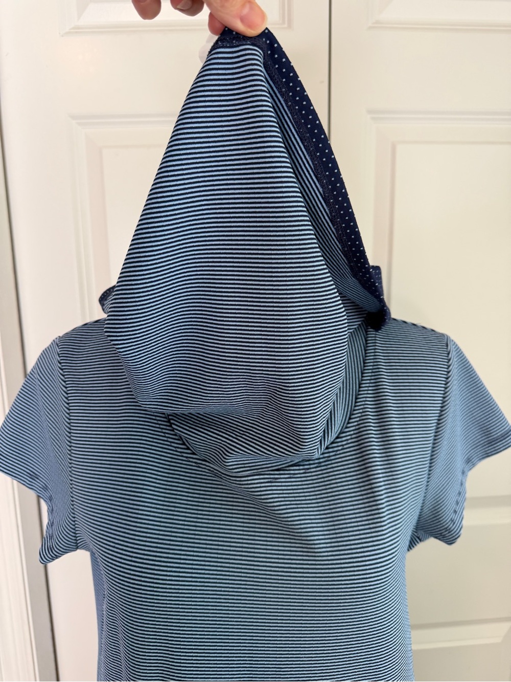 Title Nine Blue Stripe Polka Dot Layli Cowl Neck Tunic Shift Dress Medium Summer - Picture 3 of 12